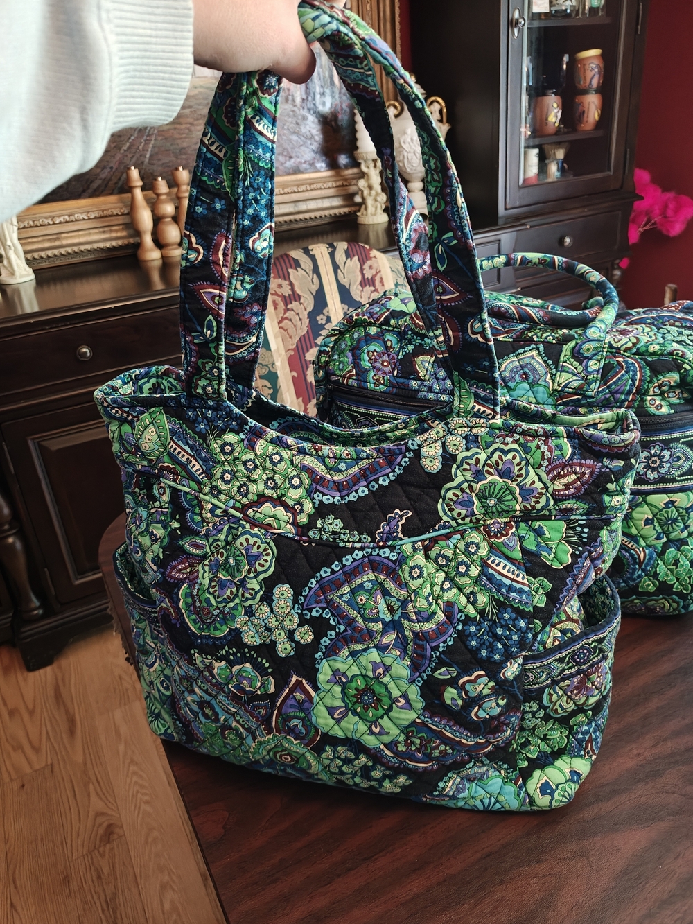 3 Piece Vera Bradley Blue Rhapsody Paisley Duffle Bags And Shoulder Bag - Picture 7 of 16